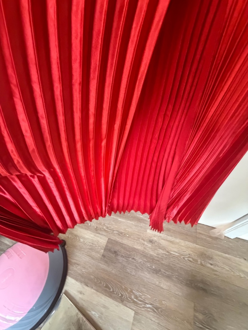 Red Pleated Halter Maxi Dress - Picture 3 of 6